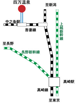 四万温泉への電車用地図