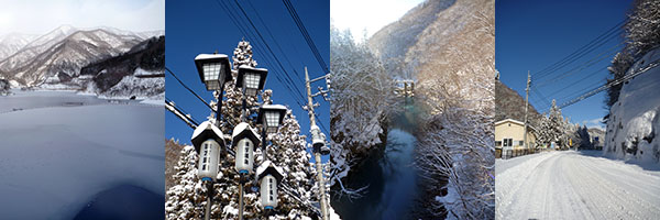 四万温泉で雪の写真