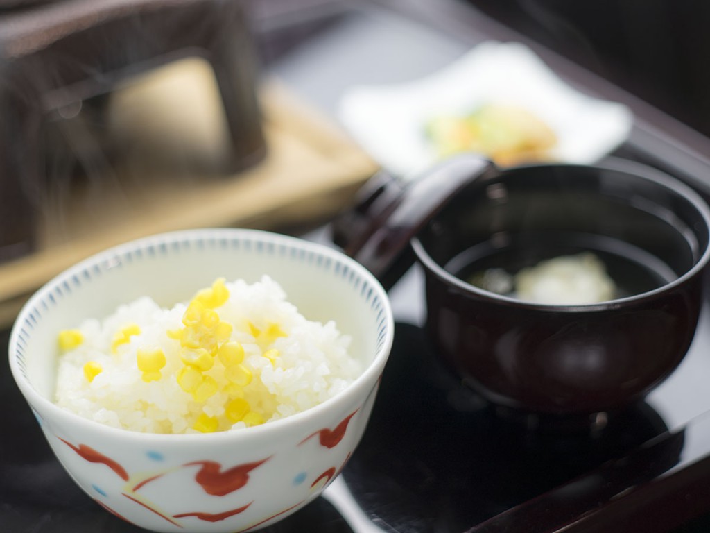 とうもろこしご飯、鱧