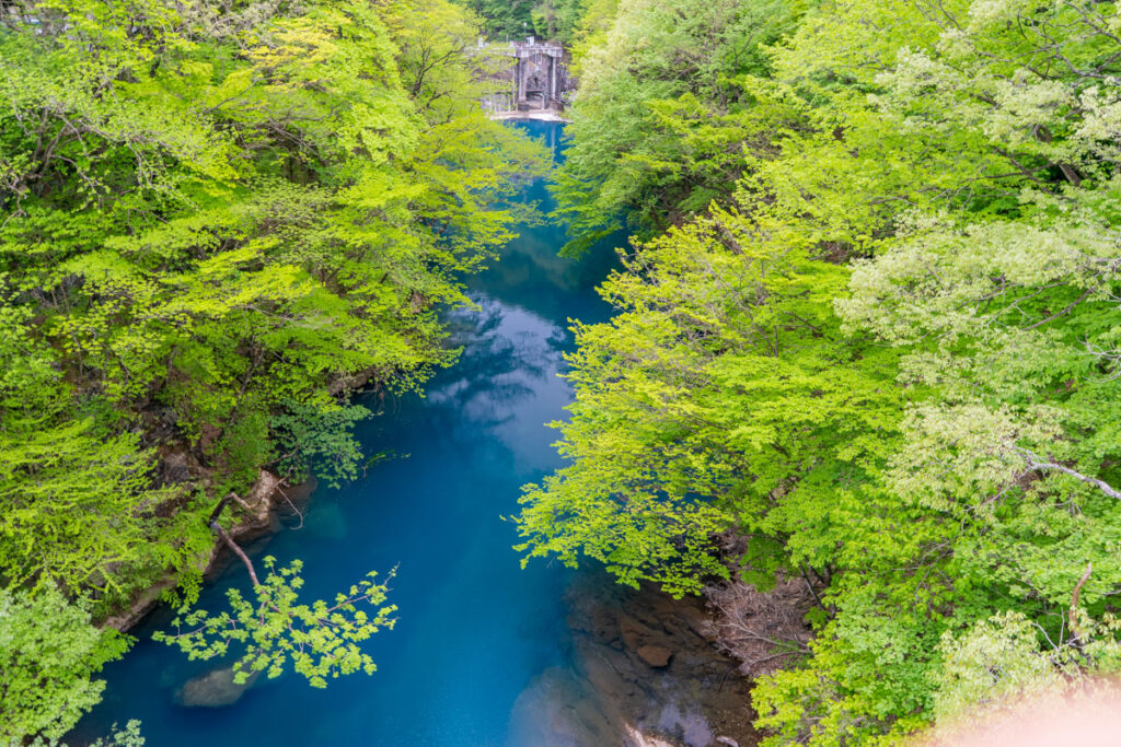 四万温泉、四万大橋の四万ブルー