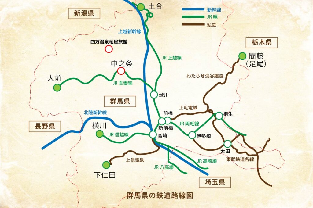 群馬県の鉄道路線図
