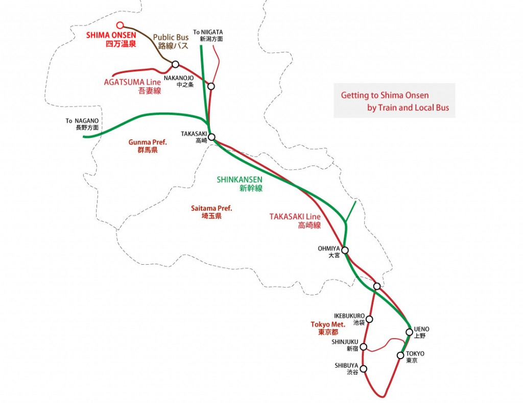 Train map to Shima Onsen