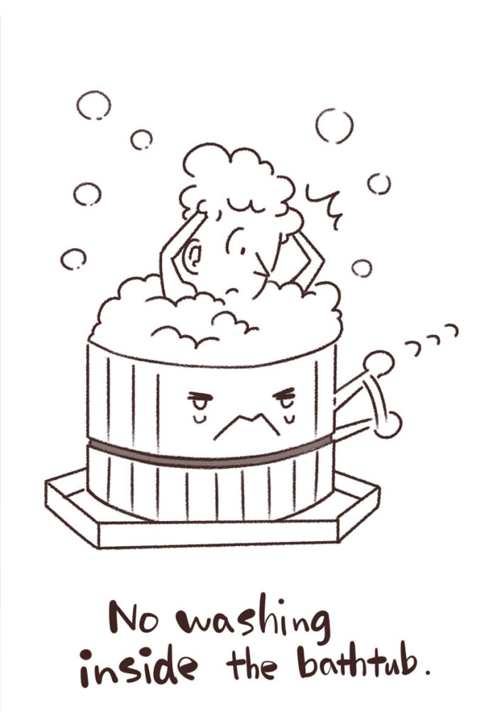Do not wash your body or hair in the Japanese onsen bathtub